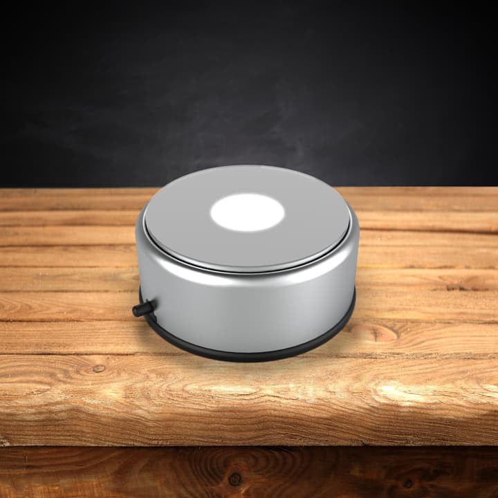 Round silver rotating LED light base